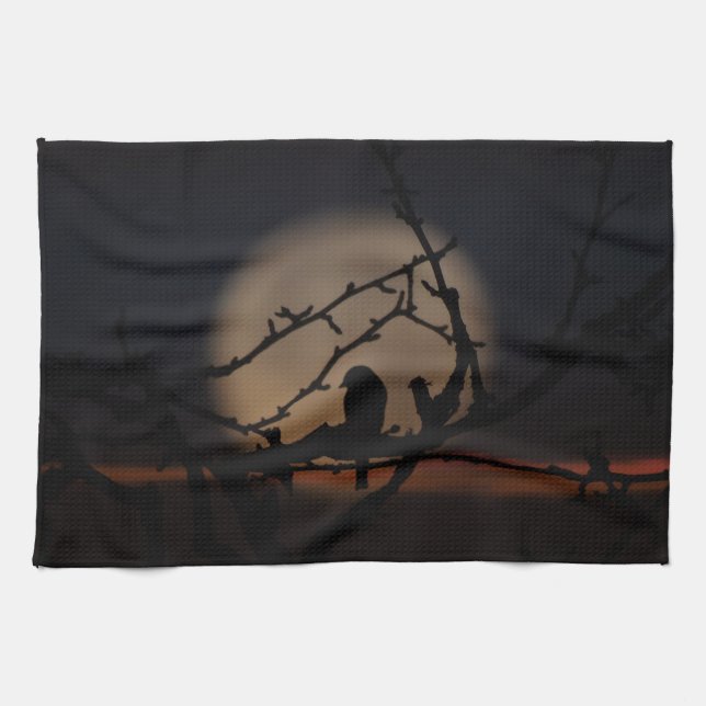 Linge De Cuisine Silhouette d'oiseau dans l'illustration de clair (Horizontal)