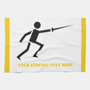 Linge De Cuisine Silhouette noire Fencer avec clôture d'épée person