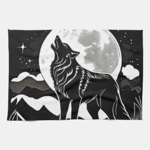 Linge De Cuisine Silhouette Wolf de nuit