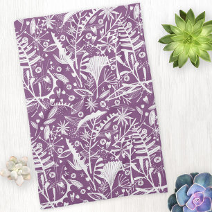 Linge De Cuisine Silhouettes Botanique Floral Violet