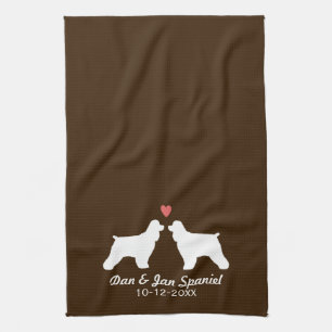 Linge De Cuisine Silhouettes de Cocker Spaniel avec Coeur et Texte