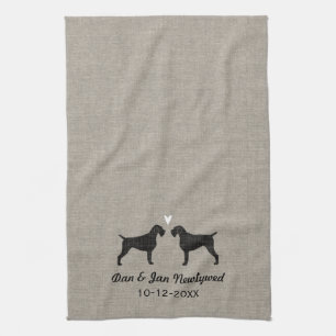 Linge De Cuisine Silhouettes de Pointer à poil dur allemand avec cœ