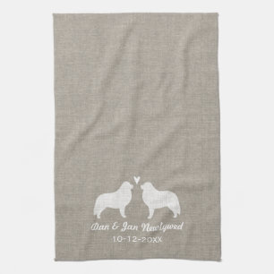 Linge De Cuisine Silhouettes des grandes Pyrénées avec coeur