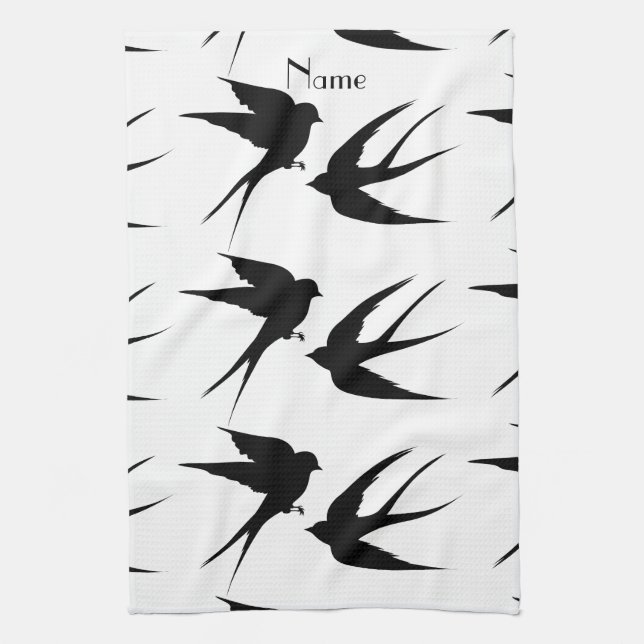 Linge De Cuisine Silhouettes d'oiseaux hirondelles Thunder_Cove   (Vertical)