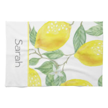 Simple aquarelle citron Feuilles Monogramme