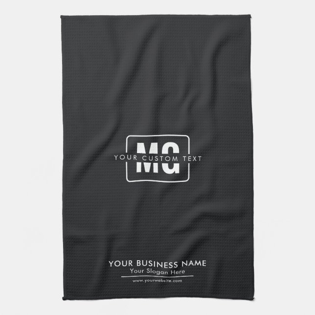 Linge De Cuisine Simple Black Custom Monogram Logo Promo d'affaires (Vertical)