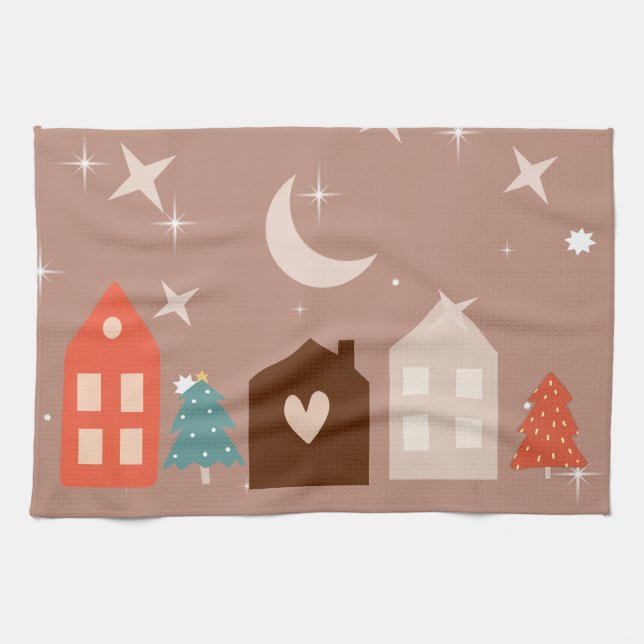 Linge De Cuisine Simple Earth Tone Joyeux Noël (Horizontal)