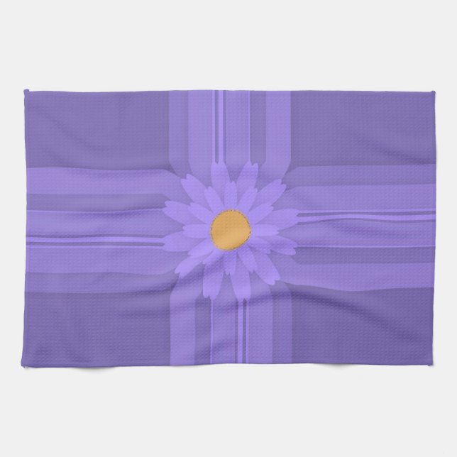 Linge De Cuisine Simple Fleur Violette sur Croix Moderne (Horizontal)