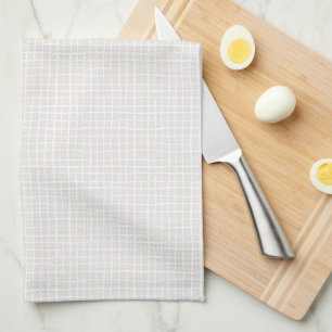 Linge De Cuisine Simple grille géométrique beige blanc vérification