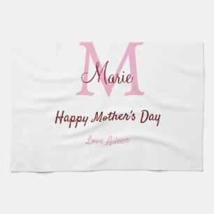 Linge De Cuisine simple minimum de jour mère monogramme nom rose te
