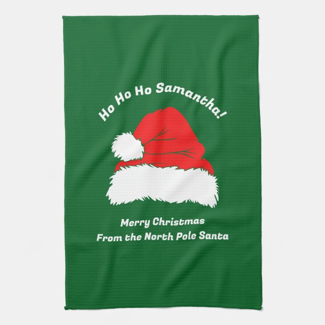 Linge De Cuisine Simple Moderne Joyeux Noël Vert (Vertical)