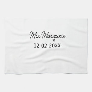 Linge De Cuisine simple monogramme minimaliste Mme M. nom date anné