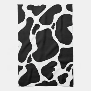 Linge De Cuisine Simple noir et blanc Gros taches de vache Poster d