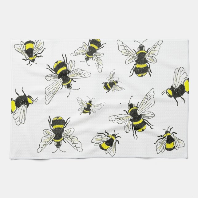 Linge De Cuisine Simplement Douce : Blanche Classique & Bumblebee (Horizontal)