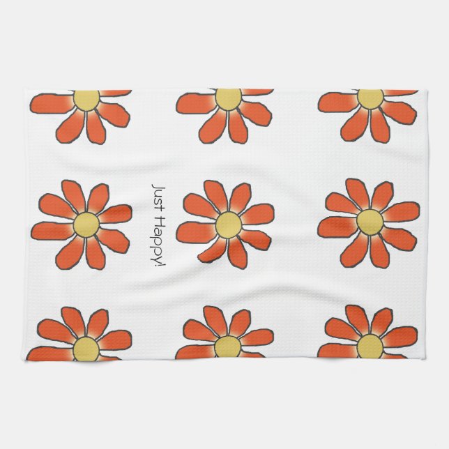 Linge De Cuisine SIMPLEMENT HEUREUX Graphisme Floral (Horizontal)