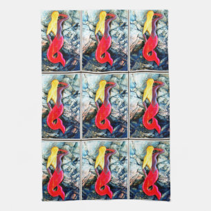 Linge De Cuisine sirène blonde en rouge