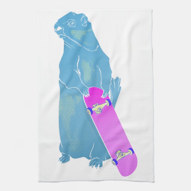 Linge De Cuisine Skateboard Marmot Woodchuck (Vertical)