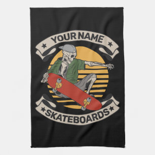 Linge De Cuisine Skateboard personnalisé Nez Grab Skeleton Skeleton