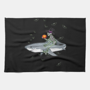 Linge De Cuisine Skeleton équitation requin - Drôle cadeau Hallowee