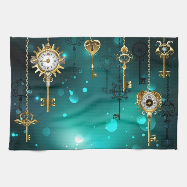 Linge De Cuisine Skeleton Keys on Green Background (Horizontal)