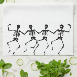 Linge De Cuisine Skeletons dansants (noir blanc)