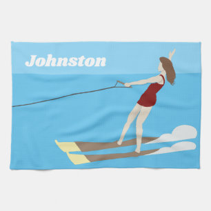 Linge De Cuisine Ski nautique de style vintage