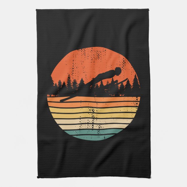 Linge De Cuisine Ski Saut Rétro Ski Jumper Cadeau (Vertical)