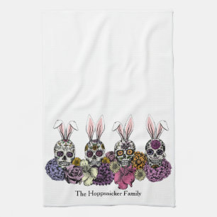 Linge De Cuisine Skull sucre Bunnies Gothique Pâques