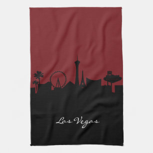 Linge De Cuisine Skyline de Las Vegas Rouge foncé