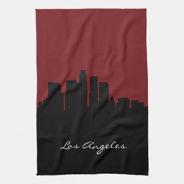 Linge De Cuisine Skyline de Los Angeles| Rouge foncé (Vertical)