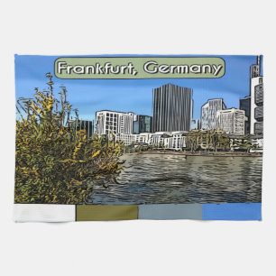 Linge De Cuisine Skyline de printemps de Francfort, Allemagne