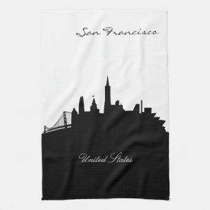 Linge De Cuisine Skyline San Francisco noir et blanc