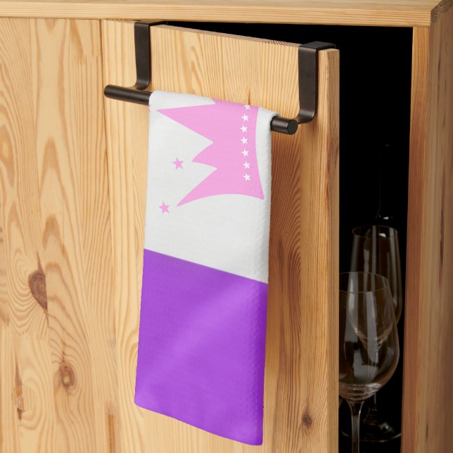 Linge De Cuisine SlipperyJoe défile drapeau de fierté violet blanc  (Pliage en tiers)