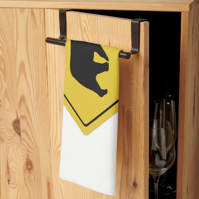 Linge De Cuisine SlipperySignal de passage de l'ours de Joe silhoue (Pliage en tiers)
