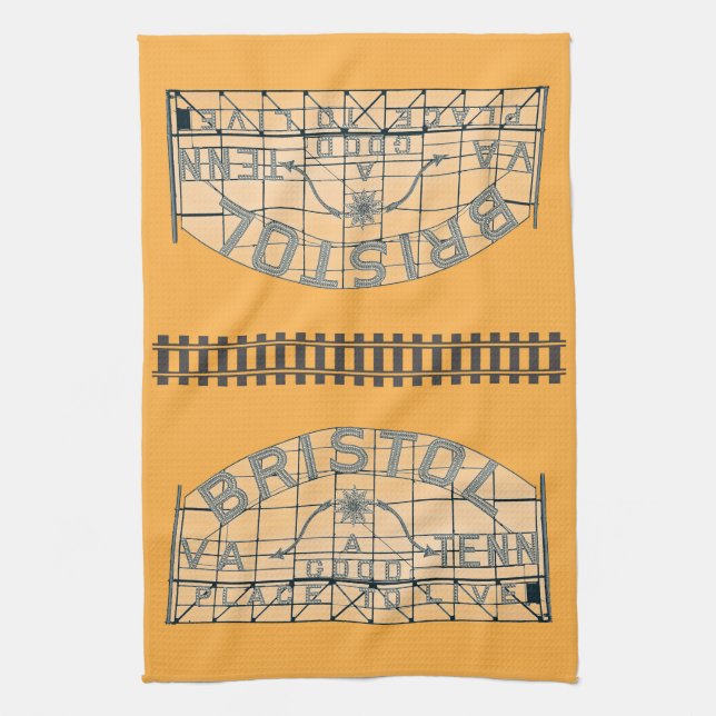 Linge De Cuisine Slogan Bristol avec des traces sur Orange (Vertical)