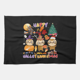 Linge De Cuisine Sloth Hallothanksmas heureux Drôle Halloween Thank