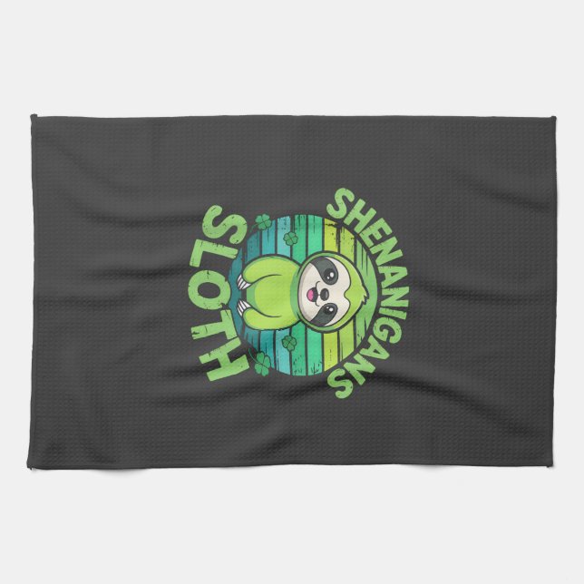 Linge De Cuisine Sloth St Patricks Day Sloth Shenanigans Cute Anima (Horizontal)
