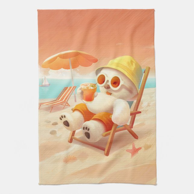 Linge De Cuisine Smile Dog - Mode Plage Activé (Vertical)