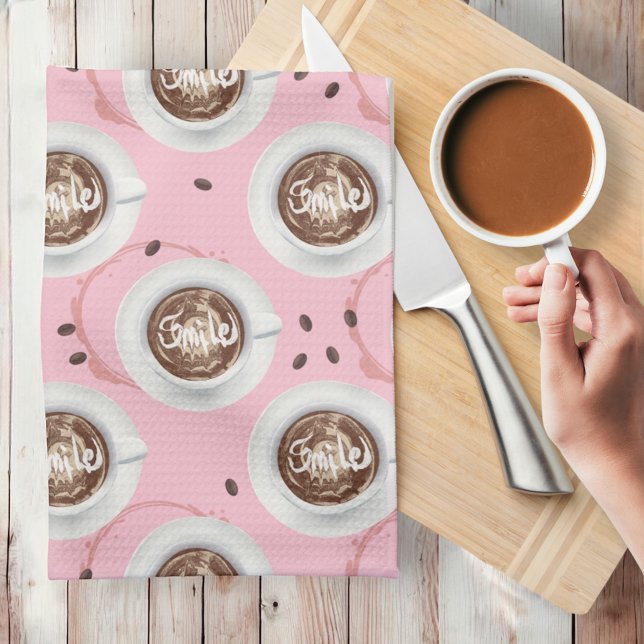 Linge De Cuisine Smile Il est temps pour le café - High Tea Pink (Coffee kitchen towel )