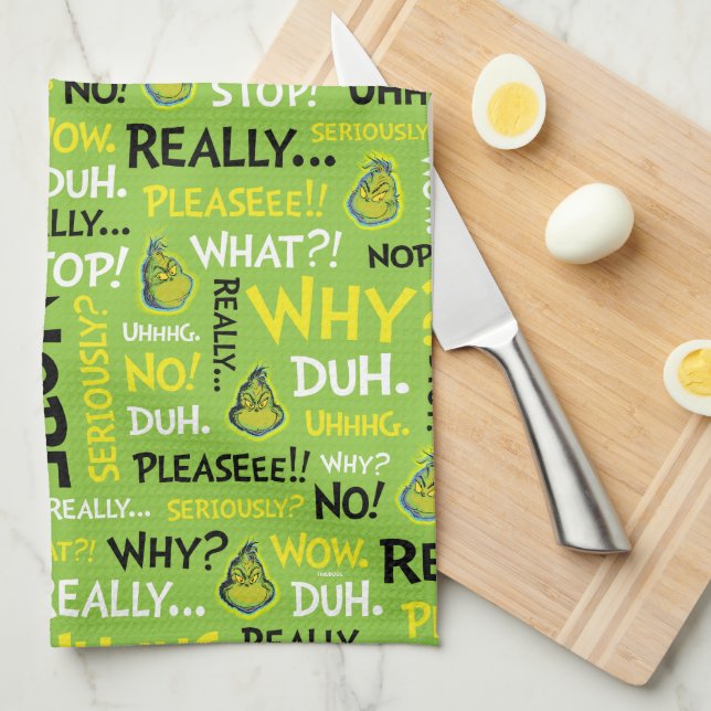 Linge De Cuisine Snarky Grinch | Modèle de phrase Grinch Snarky (Quart Plié)
