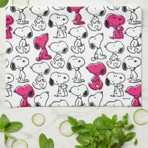 Linge De Cuisine Snoopy Black & Magenta Motif