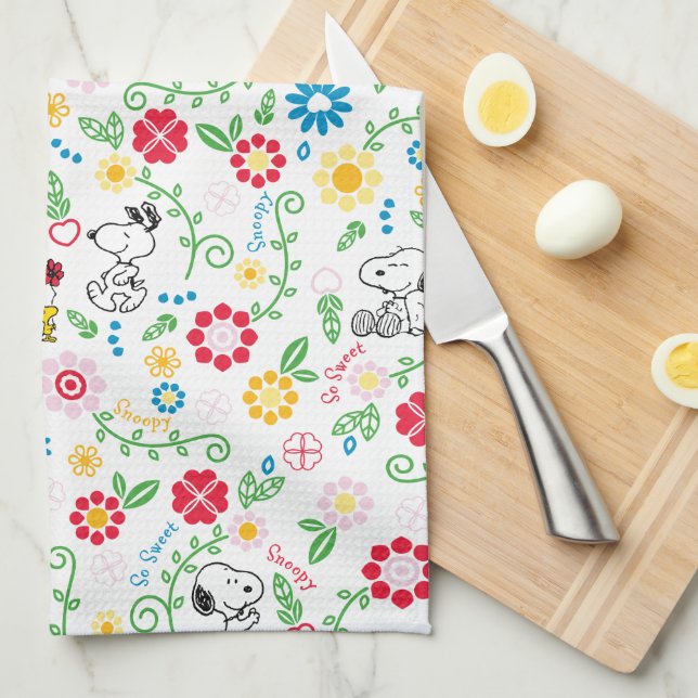 Linge De Cuisine Snoopy So Sweet Flower Pattern (Quart Plié)