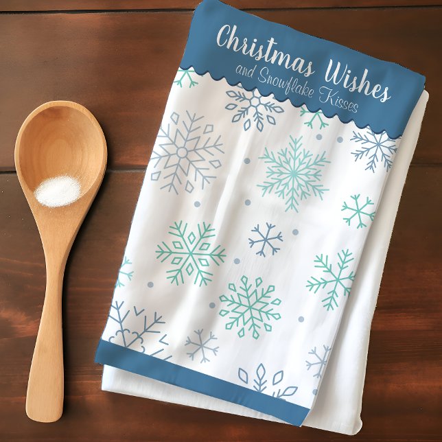 Linge De Cuisine Snowflake Motifs voeux de Noël personnalisables (Créateur téléchargé)