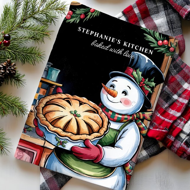 Linge De Cuisine Snowman avec tarte Noël personnalisé (Créateur téléchargé)
