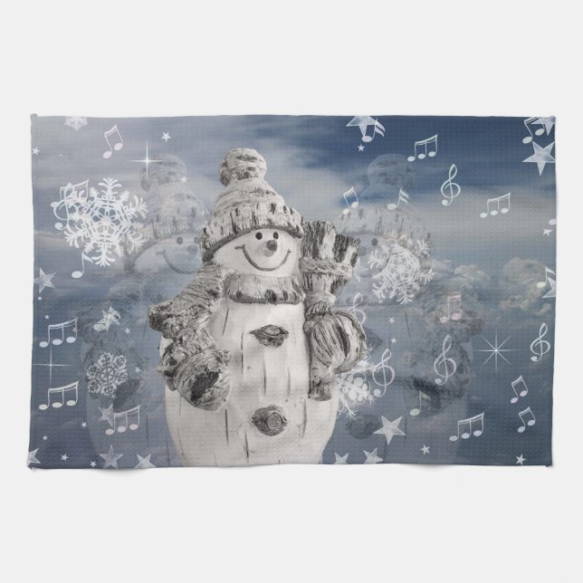 Linge De Cuisine Snowman mignon (Horizontal)