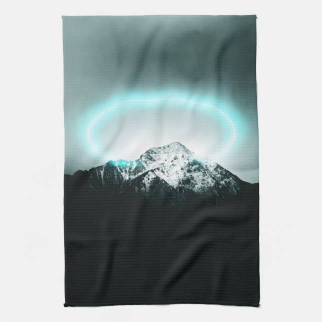 Linge De Cuisine Snowy mountain mysterious blue neon light (Vertical)
