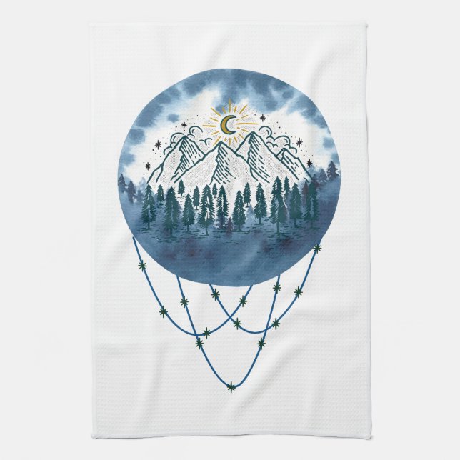 Linge De Cuisine Snowy Mountain Pine Tree Nature Adventure Extérieu (Vertical)