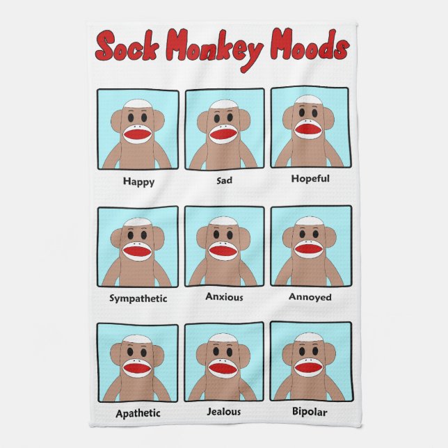 Linge De Cuisine Sock Monkey Moods (Vertical)