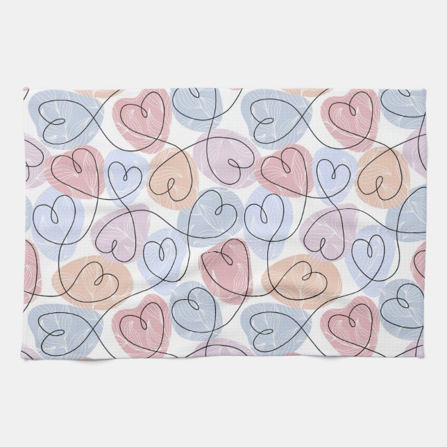 Linge De Cuisine Soft Hearts : Continuous Line Valentine's (Horizontal)