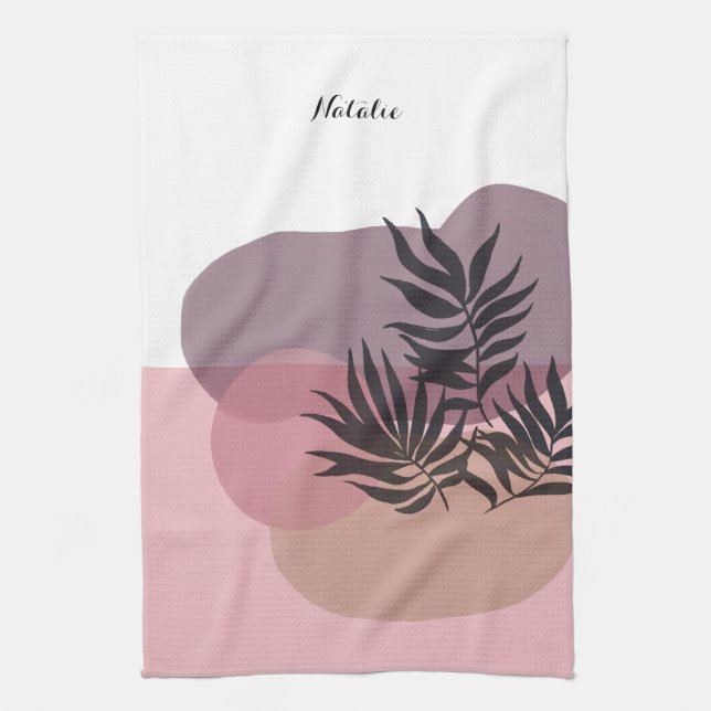 Linge De Cuisine Soft Pastel Pink Abstract Tropical Kitchen Towel (Vertical)